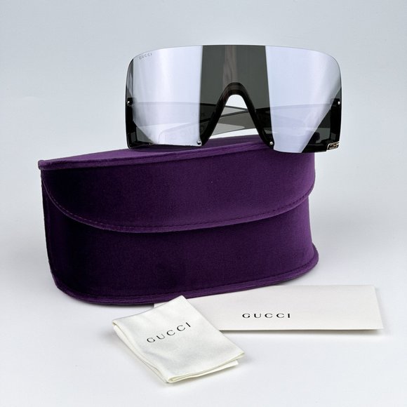 NEW Gucci GG1631S 013 Transparent Grey Multilayer Silver Shield Unisex Sunglasse - Picture 3 of 11